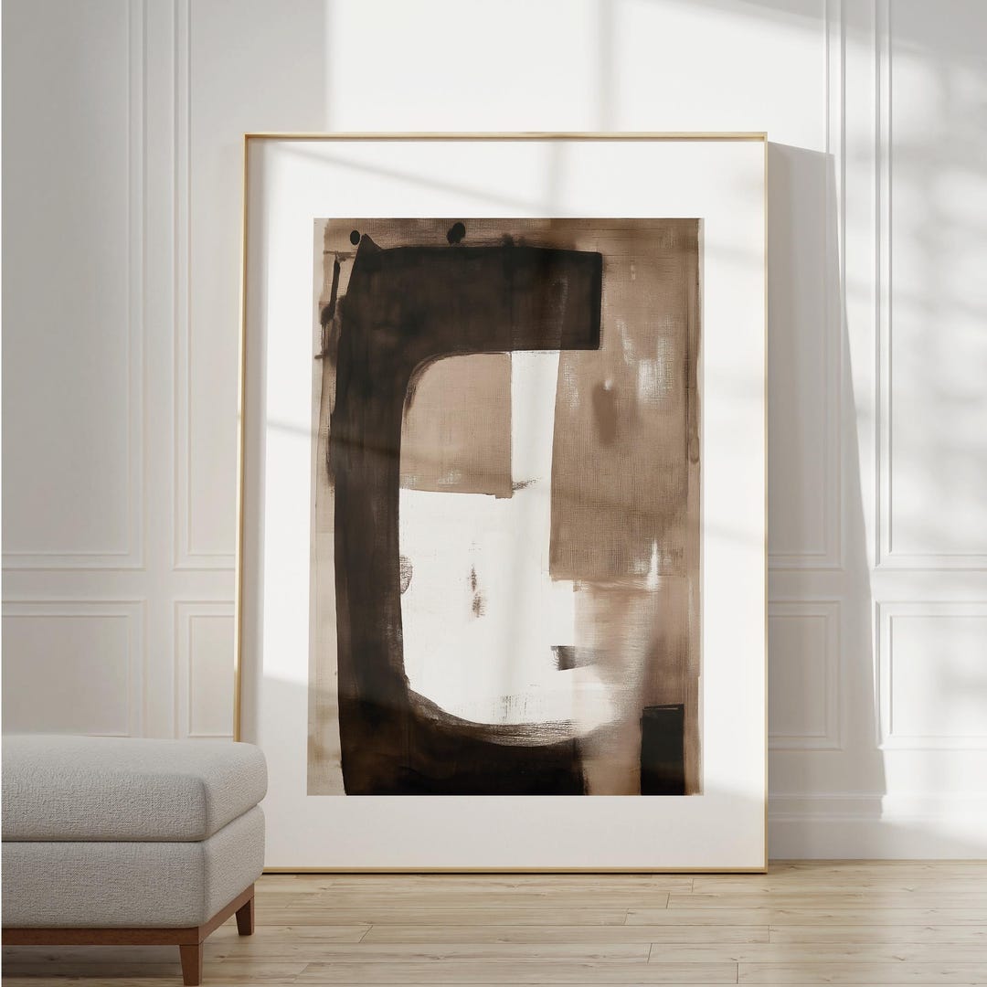 Wabi Sabi Modern Brown Wall Art, Abstract Extra Large Print, Black ...