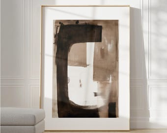 Wabi Sabi Modern Brown Wall Art, Abstract Extra Large Print, Black Minimalist Art, Large Earth Tones Wall Decor, Pinterest Japandi Painting