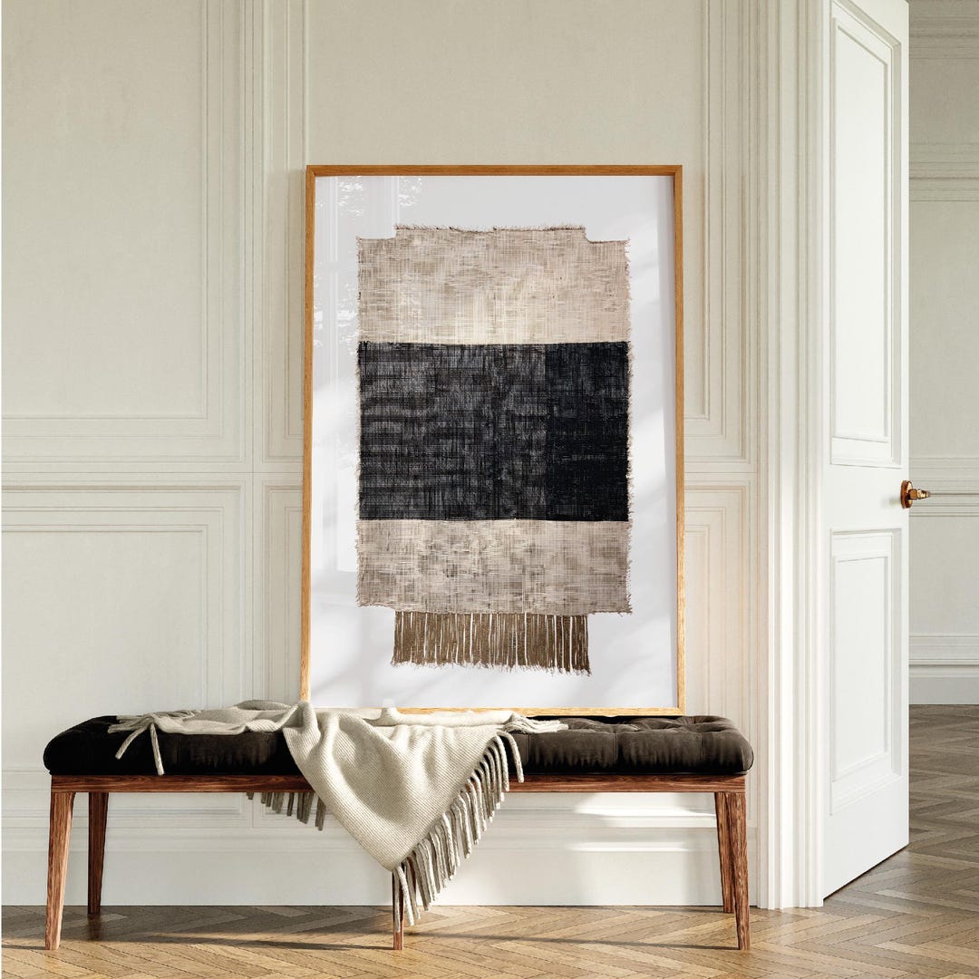 Beige Abstract Wabi Sabi Wall Art Textile Painting Neutral Japandi ...