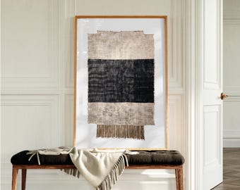 Beige Abstract Wabi Sabi Wall Art Textile Painting Neutral Japandi Beige Texture Print Large Beige Abstract Painting on Canvas Bedroom Decor