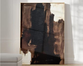 Wabi Sabi Abstract Art Print, Brown Black Neutral Decor (Digital Download)