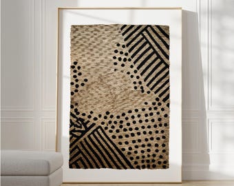 Abstract Japandi Print, Large Wabi Sabi Brown Wall Art (Digital Download)