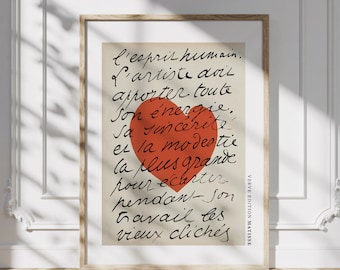 Henry Matisse Heart Verve Druck, Liebeszitat Matisse Poster, Typografie Druck, zeitgenössische moderne Kunst, berühmte Kunstplakat, Kunstgeschenk für Sie
