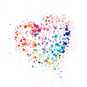 Clipart cuore coriandoli acquerello, 10 Jpg cuore coriandoli acquerello di alta qualità, per la realizzazione di cartoline, tecnica mista, artigianato con carta digitale.