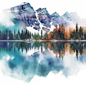 Clipart acquerello Lake Moraine, 11 JPG Lake Tahoe di alta qualità, per la creazione di cartoline, supporti misti, creazioni con carta digitale...