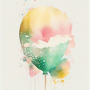 Watercolor Birthday Baloon Clipart, 8 High Quality Watercolor baloon Jpgs, For Card Making, Mixed Media, Digital Paper Craft and More