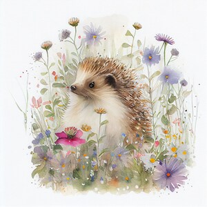 Aquarelle bébé hérisson Clipart, 9 JPG de hérisson de haute qualité, pour la fabrication de cartes, médias mixtes, artisanat papier numérique et plus