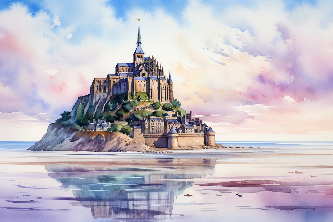 Mont Saint Michel 絵画 木製フレーム付き 【公式通販】