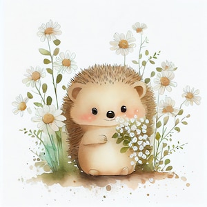 Aquarelle Baby Hedgehog Clipart, 11 JPG hérisson de haute qualité, pour la fabrication de cartes, techniques mixtes, artisanat en papier numérique et plus encore
