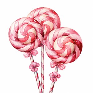 Watercolor Christmas Candy Pink Clipart, 12 High Quality Christmas Candy Pink JPGs, For Card Making, Mixed Media, Digital Paper Craft...