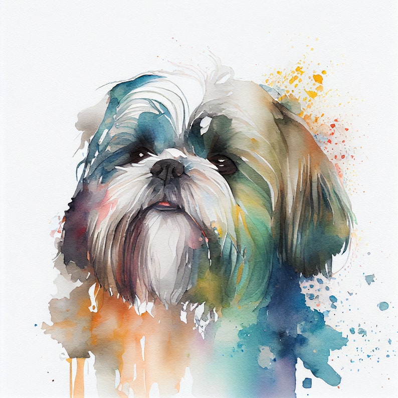 Watercolor Shih Tzu Clipart, 8 High Quality Shih Tzu Dog Jpgs, for Card ...