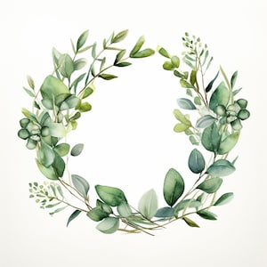 Clipart dell'eucalipto della corona dell'acquerello, 10 JPG di eucalipto della corona di alta qualità, per la creazione di carte, supporti misti, artigianato di carta digitale e altro ancora