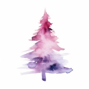 Watercolor Christmas Tree Clipart, 12 High Quality Christmas Tree JPGs, For Card Making, Mixed Media, Digital Paper Craft