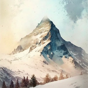 Clipart acquerello montagna svizzera, 12 JPG montagna svizzera di alta qualità, per la creazione di cartoline, supporti misti, artigianato con carta digitale...