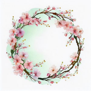 Watercolor Wreath Cherry Clipart, 9 High Quality Wreath Cherry JPGs, For Card Making, Mixed Media, Digital Paper Craft and More