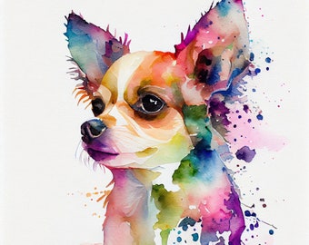 Watercolor happy Chihuahua Clipart, 8 High Quality happy dog Chihuahua JPGs, For Card Making, Mixed Media, Digital Paper Craft and More