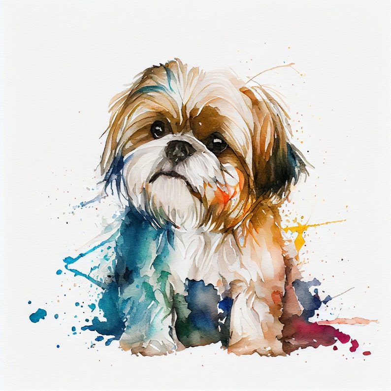 Watercolor Shih Tzu Clipart, 8 High Quality Shih Tzu Dog Jpgs, for Card ...