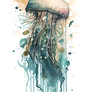 Watercolor Jellyfish Clipart, 10 High Quality Jellyfish JPGs, For Card Making, Mixed Media, Digital Paper Craft and More...