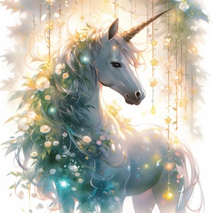 Watercolor Magical Unicorn Clipart, 12 High Quality Watercolor Magical Unicorn JPG, For Card Making, Mixed Media, Digital Paper Craft