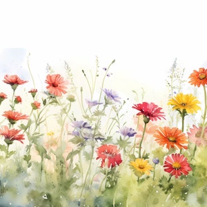 Aquarel anjers madeliefjes Wildflower clipart, 10 hoge kwaliteit anjers madeliefjes JPG's, voor het maken van kaarten, Mixed Media, Digital Paper Craft