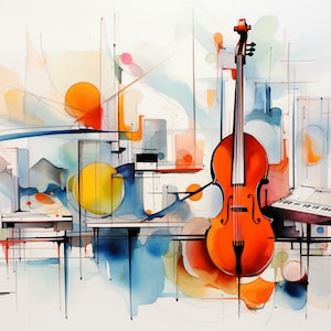 Aquarel muziekinstrumenten clipart, 10 hoge kwaliteit aquarel muziekinstrumenten JPG, voor het maken van kaarten, Mixed Media, Digital Craft...