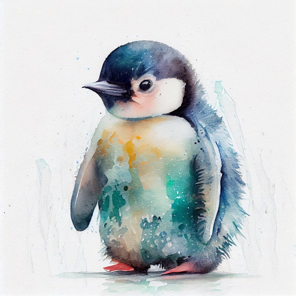 Watercolor cute baby Pinguin Clipart, 8 High Quality baby Pinguin JPGs, For Card Making, Mixed Media, Digital Paper Craft and More