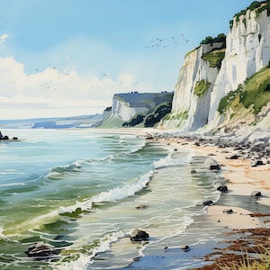 Watercolor Rügen chalk cliffs Clipart, 12 High Quality Rügen chalk cliffs JPGs, For Card Making, Mixed Media, Digital Paper Craft...