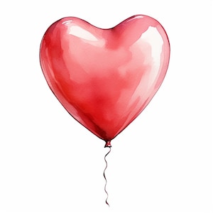 Aquarell Geburtstag Herz Ballon Clipart, 12 hochwertige Aquarell Geburtstag Ballon Jpgs, Für Kartenherstellung, Mixed Media, digitales Papiermodell