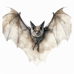 Watercolor Bat Halloween Clipart, 10 High Quality Bat Halloween JPGs, For Card Making, Mixed Media, Digital Paper Craft and More