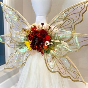 Fall Fairy wings or baby 1st year photo prop wings dress up wings harvest fairycore pretend play wings autumn flower wings for Thanksgiving