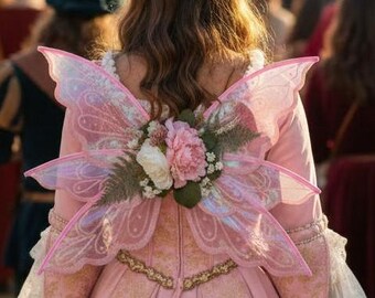 Pink Fairy Wings Renaissance Fair Costume Wings Fantasy Fairy Cosplay Festival, LARP & Fairycore, adult fairy outfit, faire wings