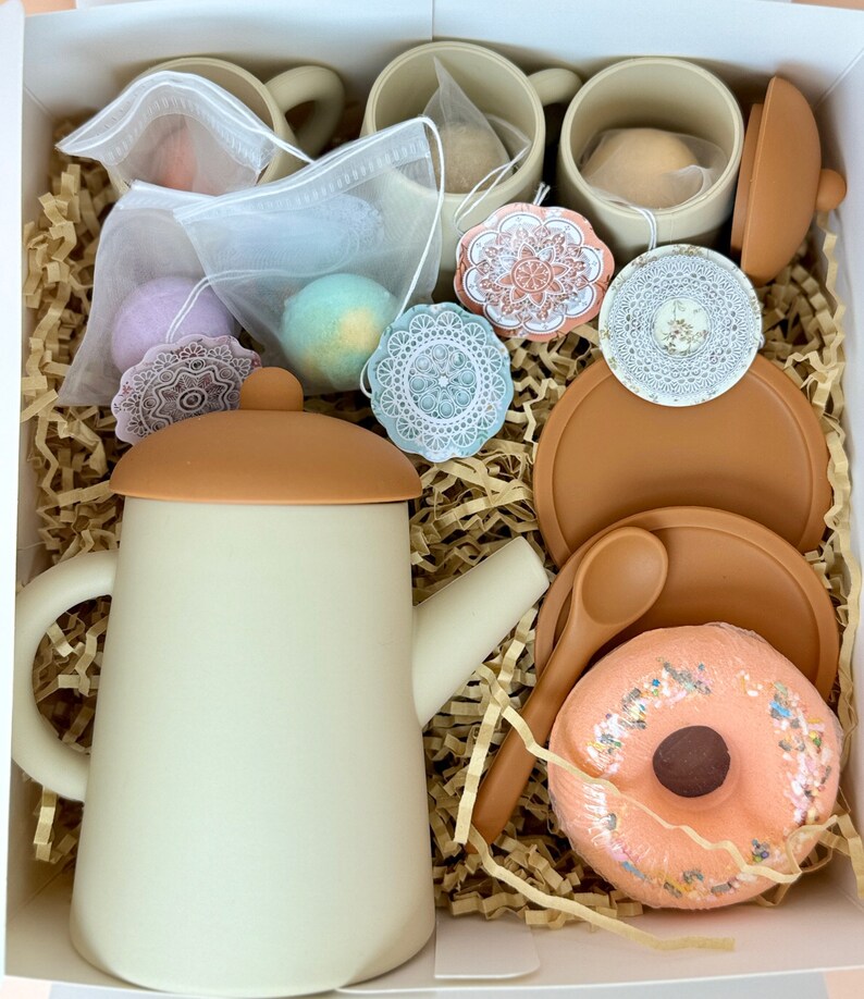 Bath Bomb Set Bathbombs for Kids Waterproof Tea Set Donut Bath Bomb ...