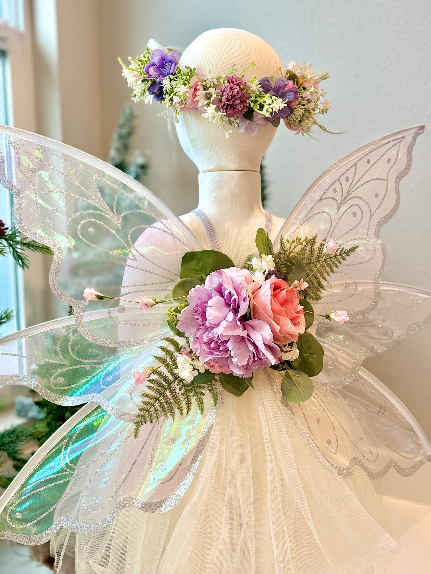 Gold Glitter Fairy Wings: Girls Dress Up Costume, Adjustable Straps
