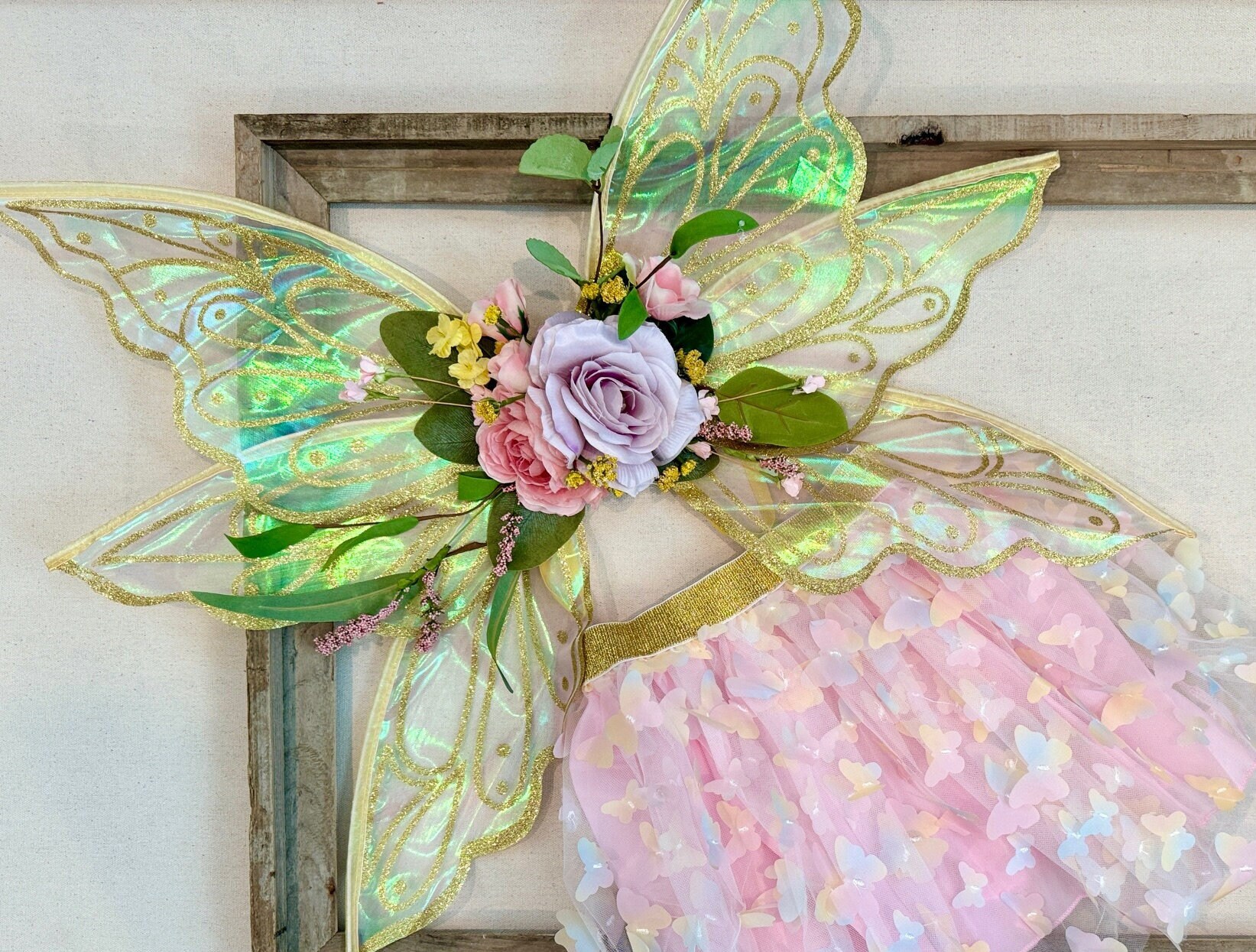 Gold Glitter Fairy Wings: Girls Dress up Costume, Adjustable  display picture 3