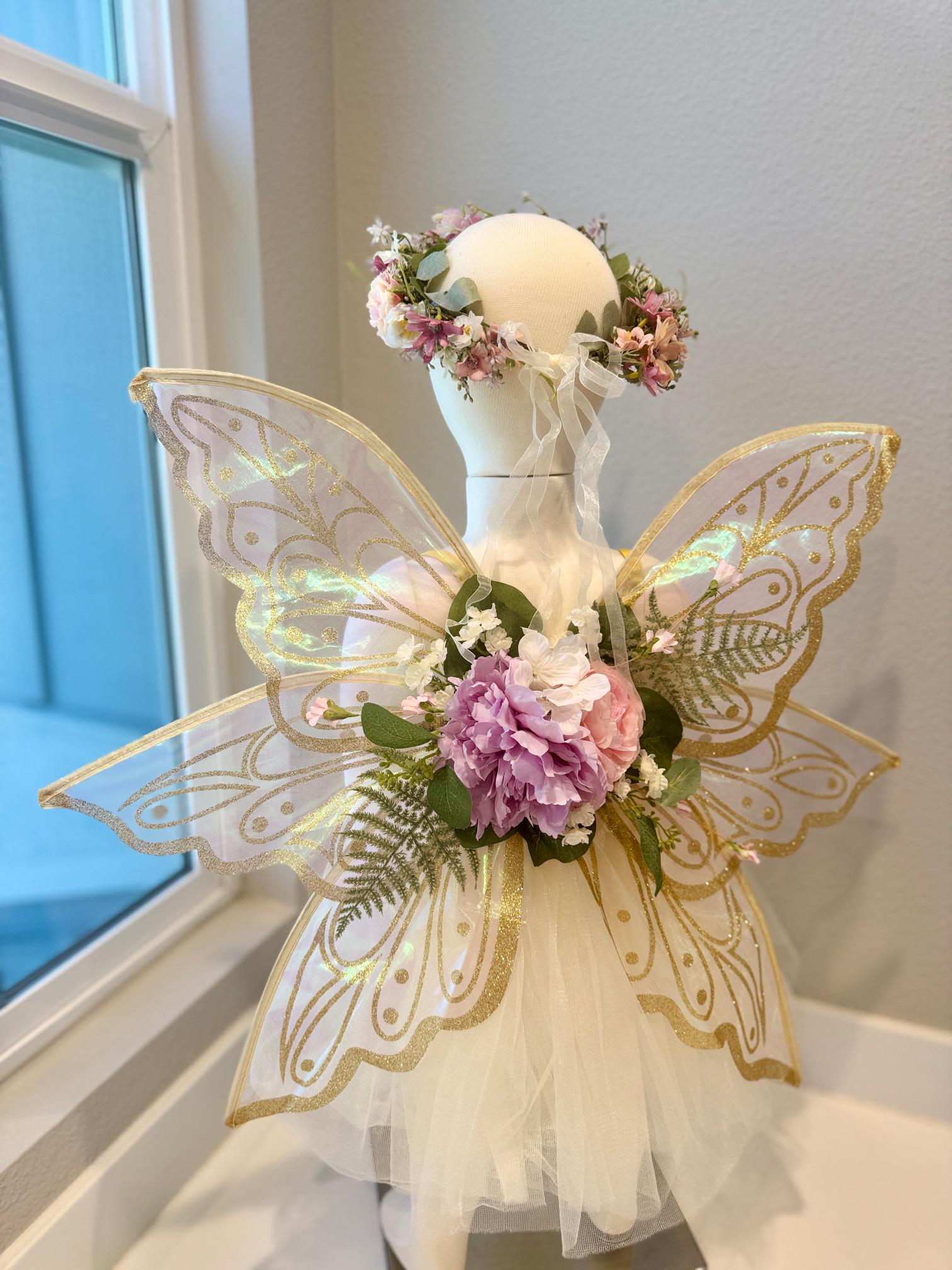 Fairy Set Dress up Custom made fairy wings and crown for kids pretend play wings and crown for baby photo prop adjustable strap wings