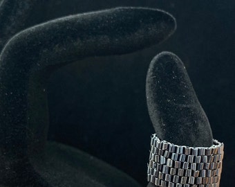 Beaded Ring - Hematite Peyote Stitch