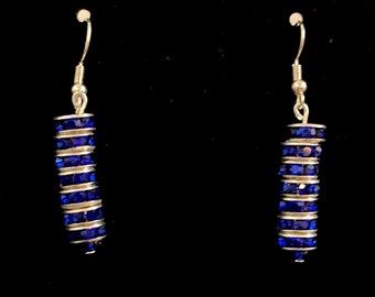 Beaded Earrings - Dark Blue Sparkle Rondelles