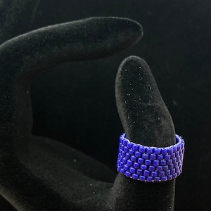 Beaded Ring Blue Peyote Stitch image 1