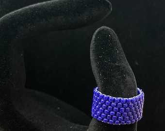 Perlen Ring - Blaue Peyote Stitch