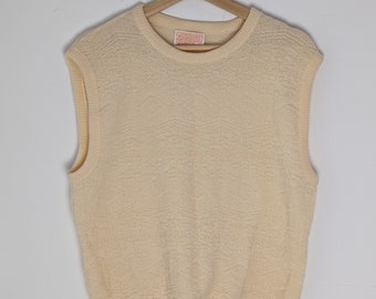 Vintage 1970s Pendleton Knit Sweater Vest / Cream White