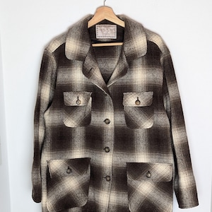Vintage 80er Jahre Jacke/Mantel in Braun aus karierter Baumwolle