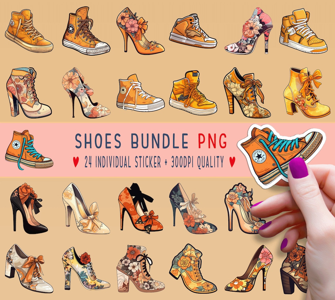 Shoes Sticker Bundle, Printable Stickers, Shoe Stickers, Cricut PNG