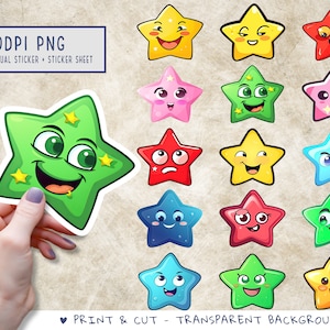 Colorful Stars Sticker Bundle PNG stickers sticker png bundle printable sticker designs stickers downloads cute fast foods