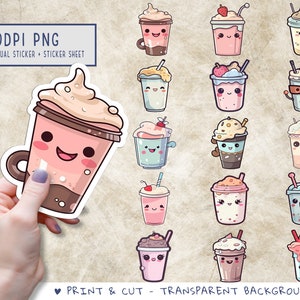 Cute Milkshake PNG stickers, sticker png bundle, printable stickers, sticker designs, stickers png, sticker downloads, sticker cricut