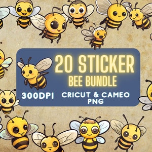 Adorable Bee Bundle stickers, sticker png bundle, printable stickers, sticker designs, stickers png, sticker downloads, sticker cricut
