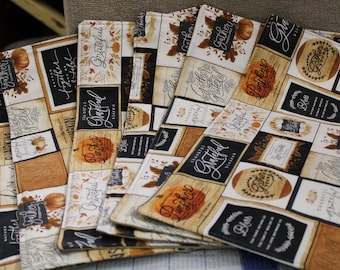 Handmade Fabric Sewn Thanksgiving Theme Placemats - (6 piece set)