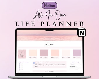 All In One Notion Life Planner | Aesthetic Notion Template | Notion Life Planner | Notion Life Template | Aesthetic Notion Dashboard |