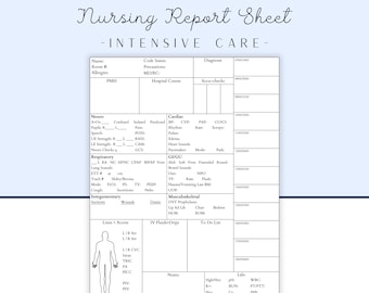 ICU Nurse Report Sheet: RN Shift Planner (Printable PDF)