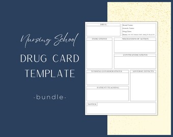 Pharmacology Concept Map, Nursing Drug Card Template for Nursing School