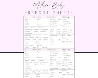 Mother Baby Nurse Report Sheet: Postpartum Shift Organizer (PDF)